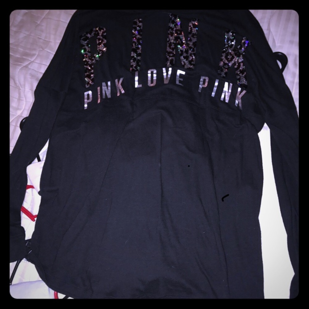 VS PINK Women's Black Sequin size L long sleeve